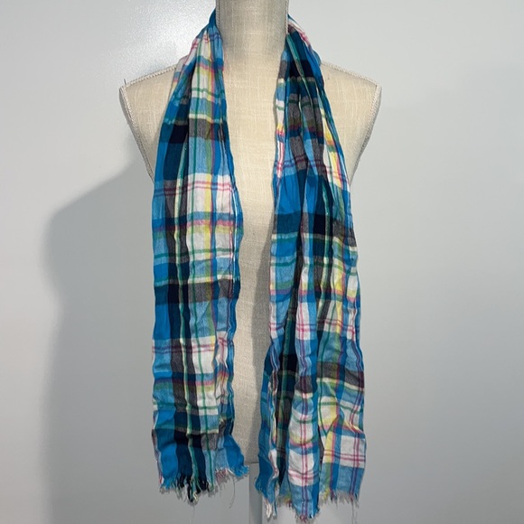 3/$20 - Lightweight Blue Plaid Scarf - Picture 3 of 6